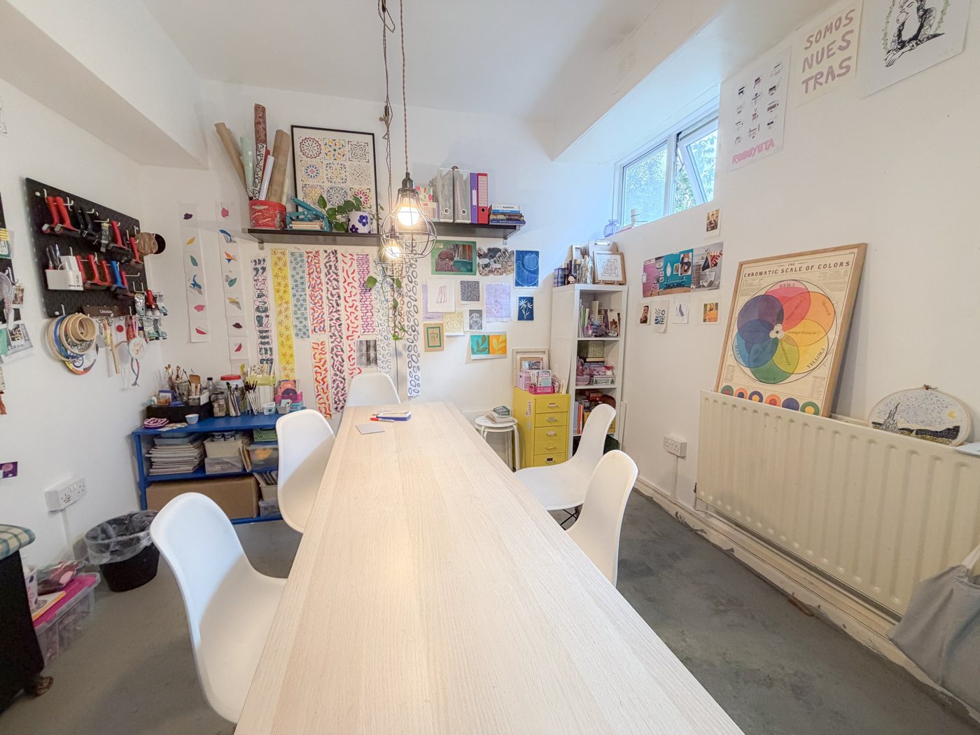 An artist's studio in use